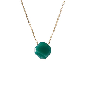 Jewelry City Selection K10 ゴールドネックレス 緑縞メノウ　八角形【カラーストーン】15041532 天然石　レディースジュエリー
